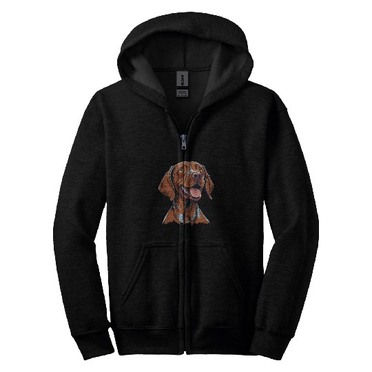 Vizsla Pet Cute Vizsla Dog on Vizsla Lover Zip Hoodies