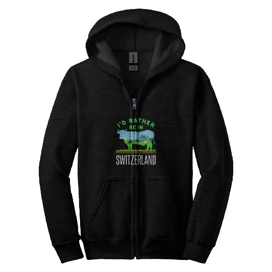 Cow Pet Switzerland Vacation Travel Cool Swiss Mountains Alps Cow Zip Hoodies