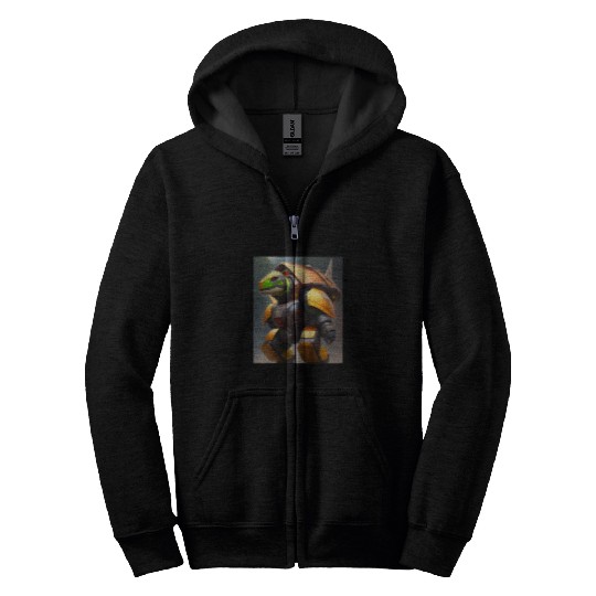 Turtle Pet Armored Turtle Behemoth Robot Futuristic Robot Art Zip Hoodies