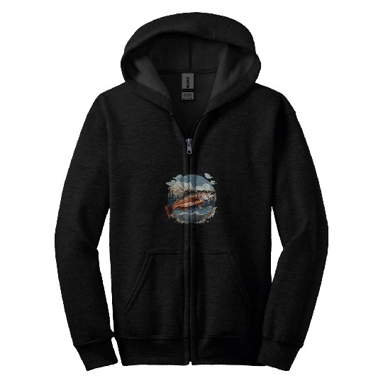 Fishing Fun American US Flag With Fly Fishing Brook Trout Fish 24 Zip Hoodies