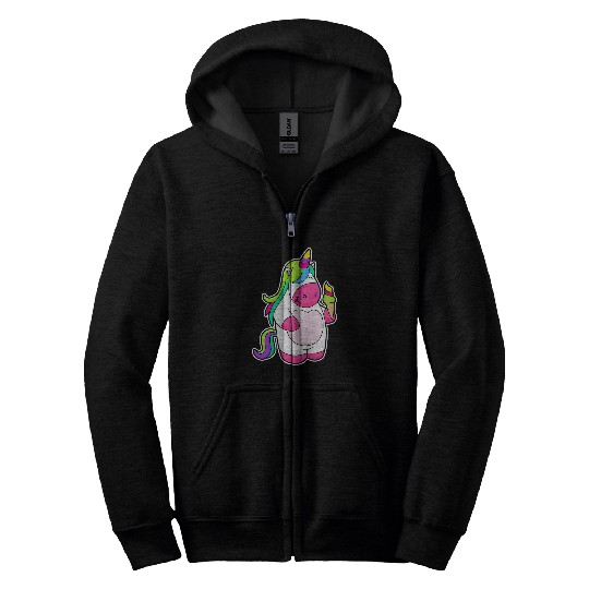 Unicorn Pet Waffle ice cream Zip Hoodies