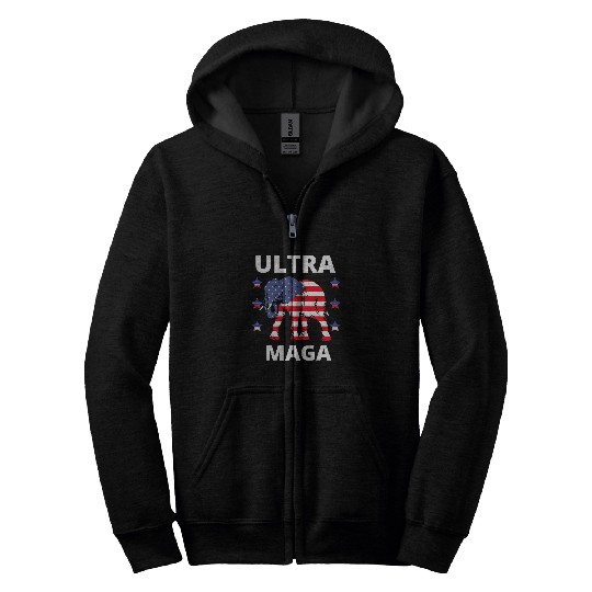 Elephant Mammal Ultra Maga American Flag Elephant Trump Republican Design Zip Hoodies