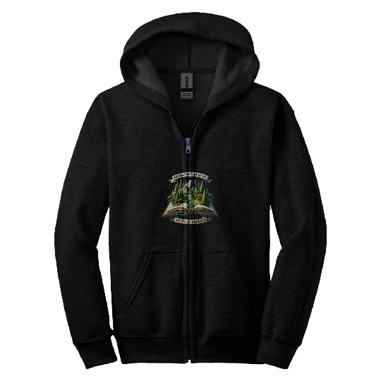 Book Fun Adventure Begins At Your Library Book Lover vintages Camping Zip Hoodies