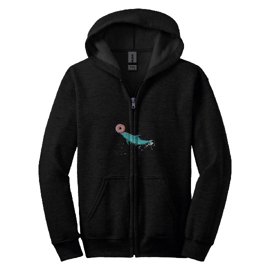 Dolphin Pet with a donut art Marine life food ocean pun Zip Hoodies