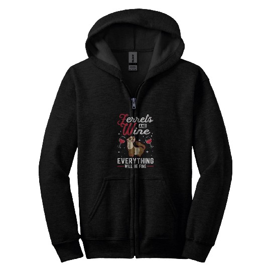 Ferret Pet And Wines Zip Hoodies