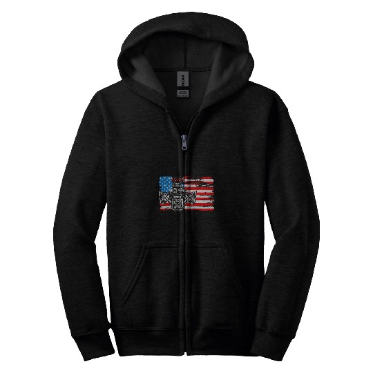 Horse Pet USA Flag Supercharger American Muscle Car Racing Horsepower Zip Hoodies