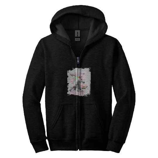 Unicorn Pet Face Butterfly Flower Butterflies and Flowers Zip Hoodies