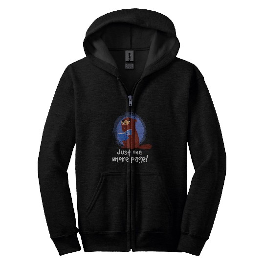Beaver Pet Just One More Page Reading Book Nerd Bookworm Zip Hoodies