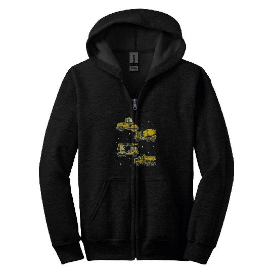 Excavator Fun Kids excavator fan dump truck concrete mixer construction site co Zip Hoodies