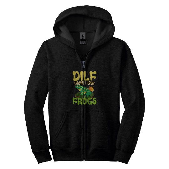 Frog Pet DILF Damn I Love Frogs Amphibian Lover Animal 4 Zip Hoodies