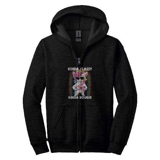 Unicorn Pet Kinda Classy Kinda Bougie Unicorn Bougie Zip Hoodies