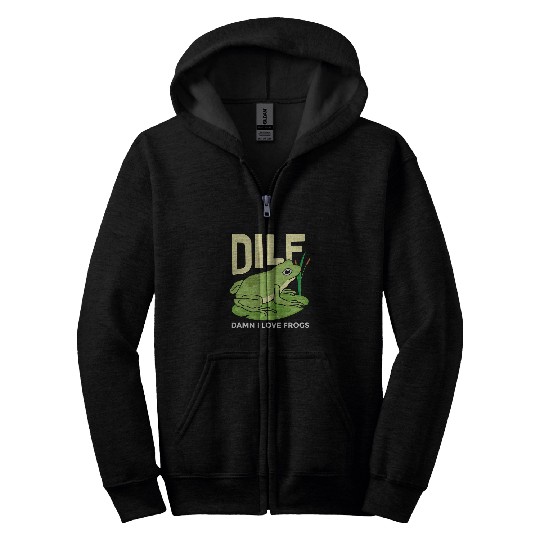 Frog Pet Dilf Damn I Love Frogs Artwork For A Frog Lover Zip Hoodies