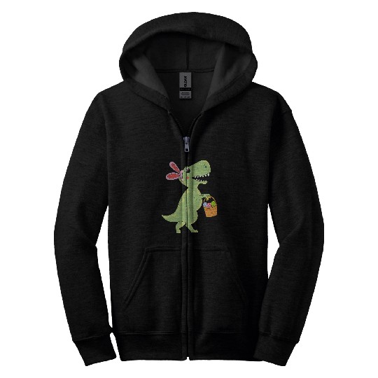 Dinosaur Pet Easter Bunny Dinosaur Easter Bunny TRex Easter Day Zip Hoodies