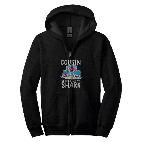 Shark Pet Cousin of the birthday shark birthday family matching Zip Hoodies