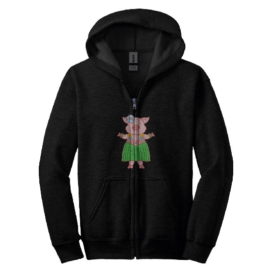 Pig Pet Cool Hawaiian Luau Pig Funny Boar Lover Hula Dancing Gift 7 Zip Hoodies