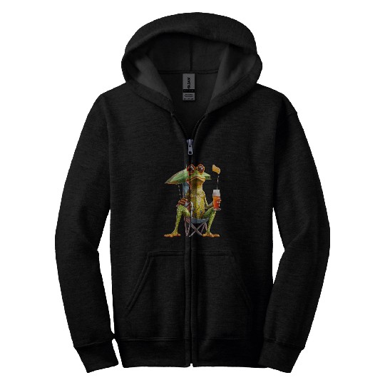 Frog Pet Funky Summer Frog Vibes Zip Hoodies
