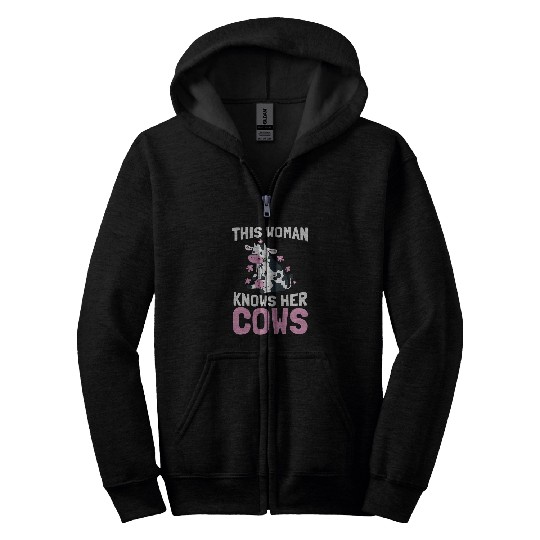 Cow Pet This Woman Knows Her Cows 2Milk Farmer Dairy Farming Cow Zip Hoodies