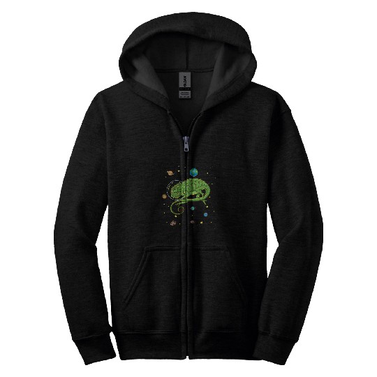 Chameleon Pet In Space Chameleon Lover Zip Hoodies