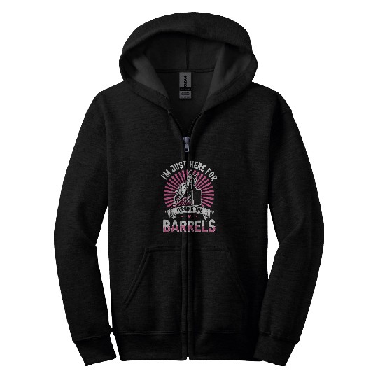 Horse Pet Riding Barrel Racing Design for a Barrel Racer Cowgirl Zip Hoodies