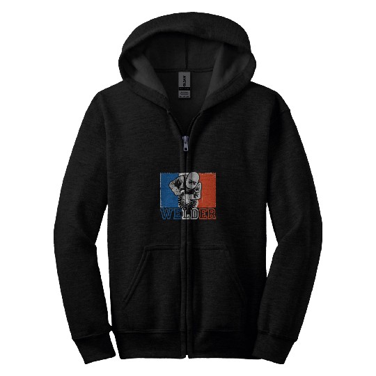 Welder Job France Flag Patriotic Metal Worker French Zip Hoodies