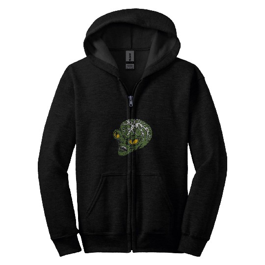 Aliens UFO Head Ufo Flying Saucer Invasion 1950s Science Fiction Zip Hoodies