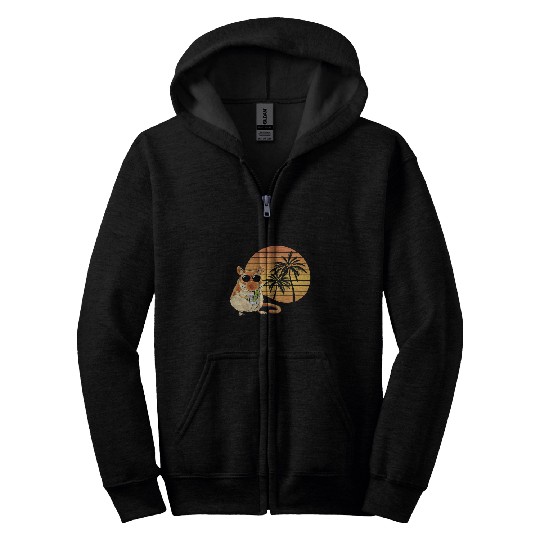 Gerbil Pet Lover Summer Lemonade Aviator Sunglass Palm Tree Zip Hoodies