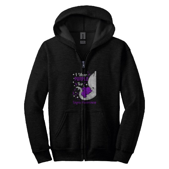 Elephant Mammal Lupus Warrior Cute Elephant I Wear Purple Ribbon For Lupus Awareness Zip Hoodies