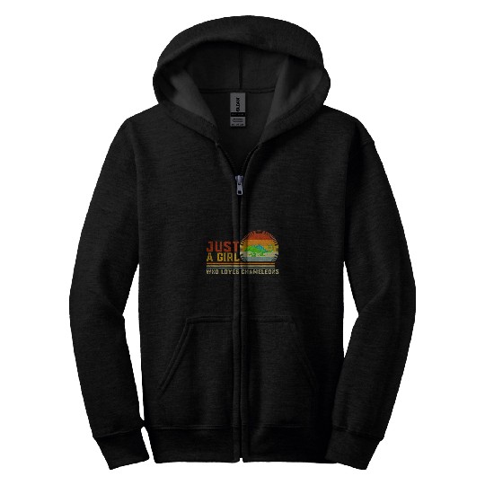 Chameleon Pet Just a Girl Who Loves Chameleons Cute Chameleon Graphic Zip Hoodies