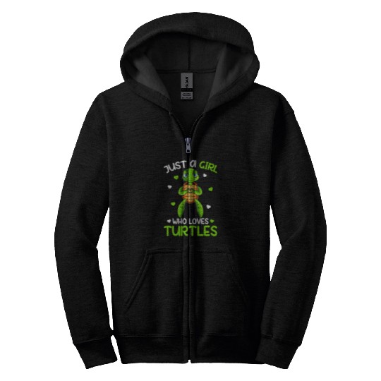 Turtle Pet Just a Girl who loves Turtles Tortoise Girls Kids Zip Hoodies