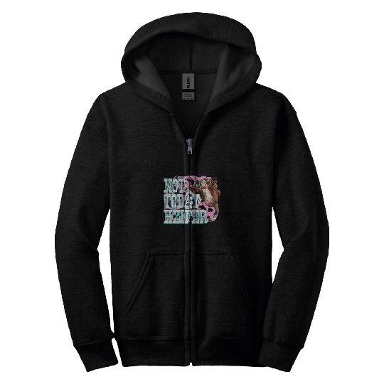 Cow Pet Funny Floral Cow Not Today Heifer Farmer Western Farm Animal Zip Hoodies