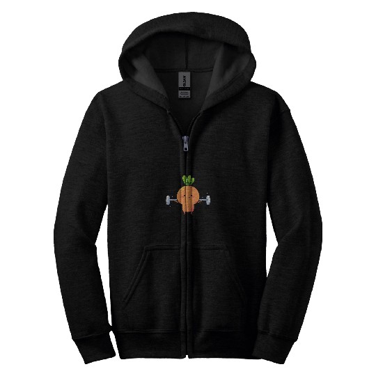 Vegan Carrot Lifting Weights Vegetarian Fitness Zip Hoodies
