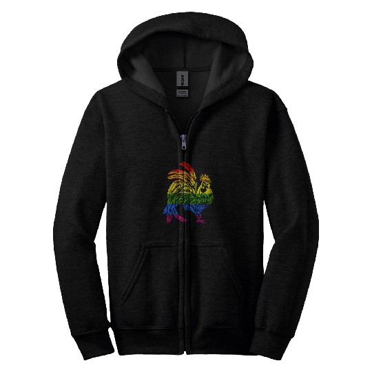 Chicken Pet Rainbow Cock Love Gay Lesbian Lgbt Pride Chicken Tee Lover Zip Hoodies