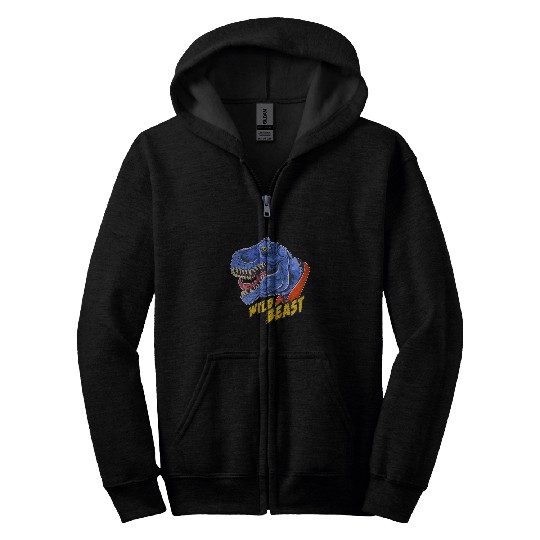 Dinosaur Pet Wild Beast Dinosaur T rexs Biggest Scary face Zip Hoodies