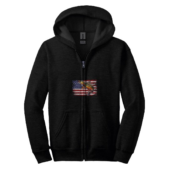 Fishing Fun Speckled Brook trout American flag Fishing 8 Zip Hoodies