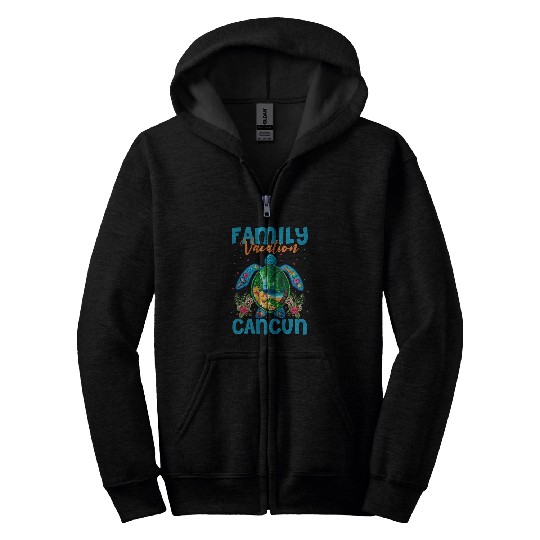 Turtle Pet Cancun Mexico Vacation Sea Turtle Matching Family Group Zip Hoodies