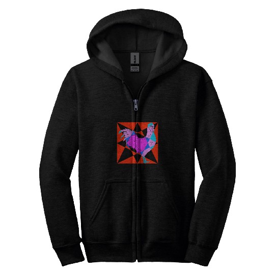 Chicken Pet Red Black Pink Blue Rooster Farm Animal Design Zip Hoodies