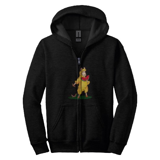 Sheep Pet Eating Watermelon Lover Illustration Zip Hoodies