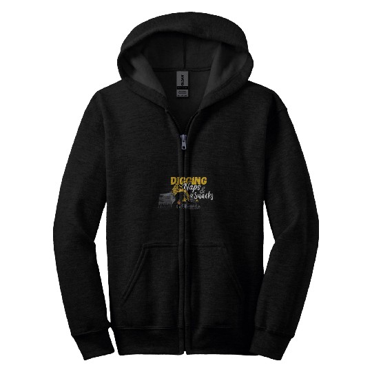 Excavator Fun Digging Naps And Snacks Construction Vehicle Zip Hoodies