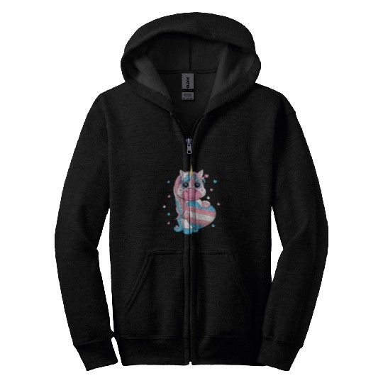Unicorn Pet LGBT Pride Transgender Lovely Unicorn LGBT Trans Pride Transsexual Flag Zip Hoodies