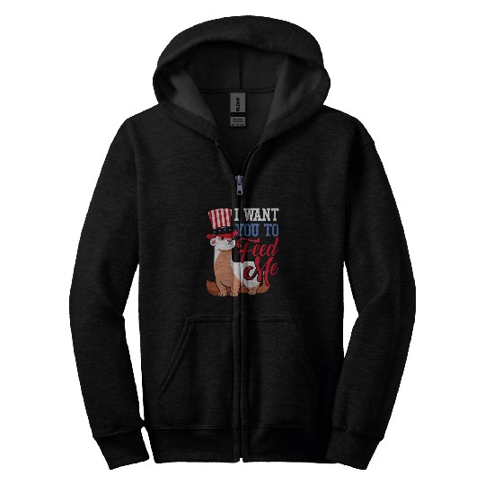 Ferret Pet Feed Ferret US American Flag Ferret Lover Animal Fans Zoo Zip Hoodies