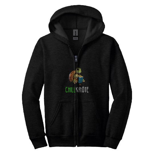 Turtle Pet Chillkrote Funny Saying Sweet Turtle with Popcorn Zip Hoodies