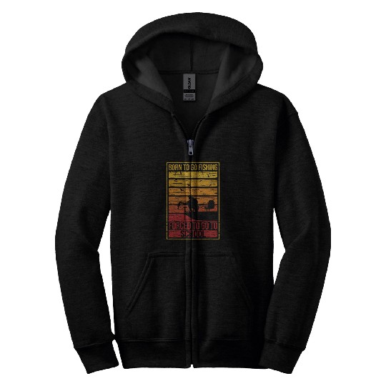 Fishing Fun Cool Funny Born To Go Fishing Bass Fish Fisherman Boys Kids Zip Hoodies