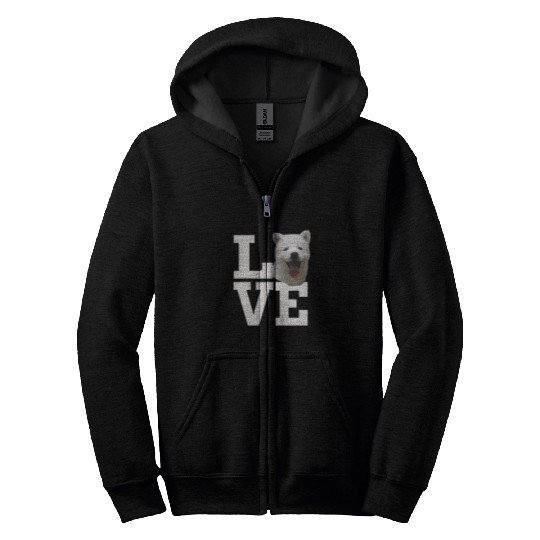 Samoyed Pet I Love My Samoyed Dog White Samoyed Dog Owner Zip Hoodies