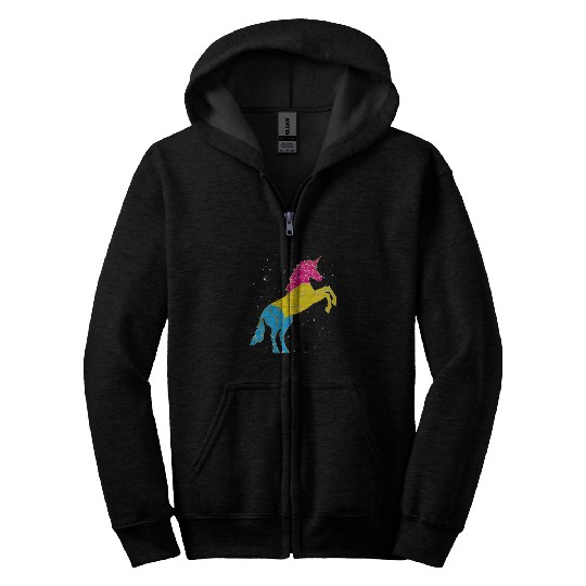 Unicorn Pet LGBTQIA Fantasy Animal Pan Pride Month Unicorn Pansexual Zip Hoodies