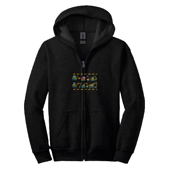 Excavator Fun Construction Work Vehicle Excavator Boys Kids Zip Hoodies