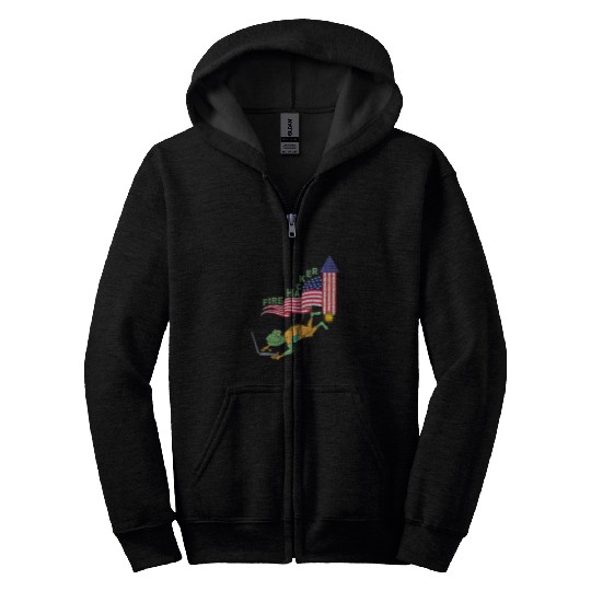 Frog Pet Fourth July USA Software Developer Frog hackerss Firecracker Zip Hoodies
