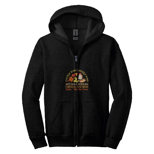 Chicken Pet Wing Chicken Wing Hot Dog and Bologna Funny Trend Zip Hoodies