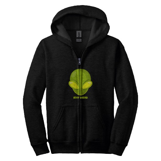 Aliens UFO Head Stay Weird Alien Space Loving Kids Zip Hoodies