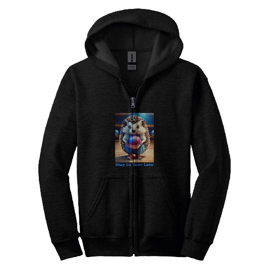 Sport Bowling Hedgehog a Funny Stay In Your Lane Bowler Zip Hoodies