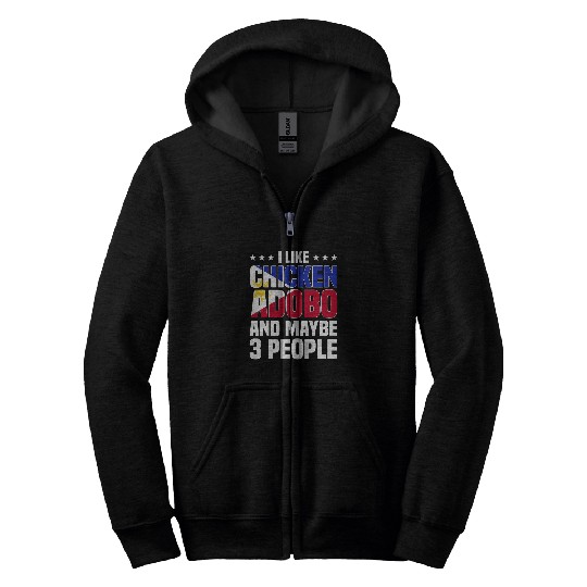 Chicken Pet Adobo Filipino Pinoy Chicken Pork Cuisine Philippine Flag Zip Hoodies